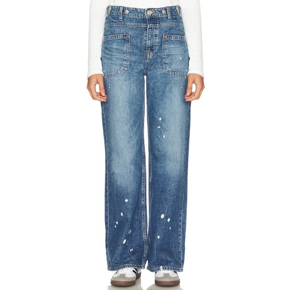 Free People Denim - Free People We the Free Palmer Cuffed Jeans Size 27 Distressed Splatter $128